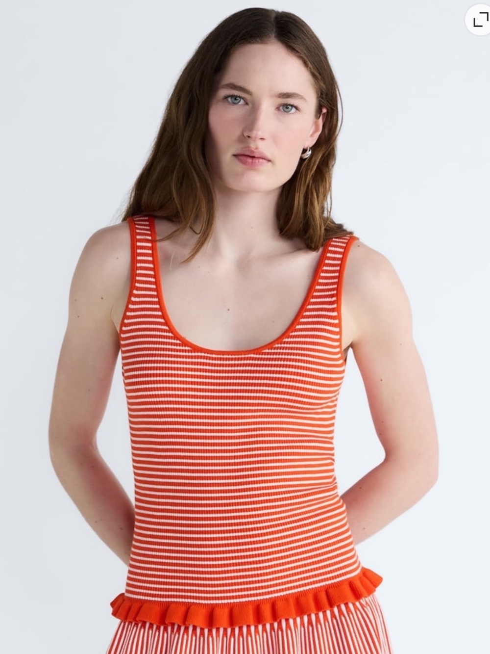 Walmart Free Assembly Striped Scoop Neck Lightweight Sweater Ruffle Tank Top
